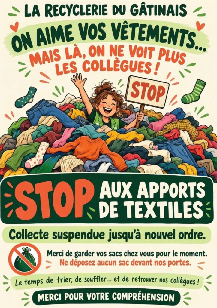 Recyclerie du Gâtinais : Stop aux apports de textiles